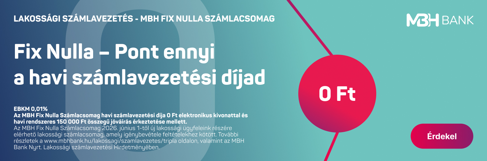 MBH bank - Fixnulla számla
